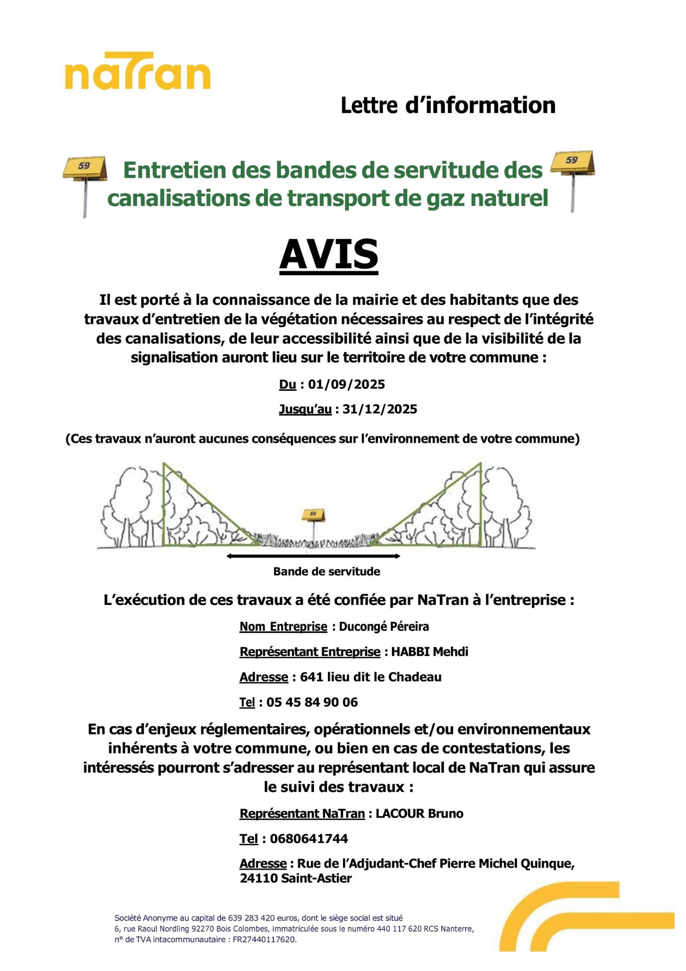 AVIS Entretien des bandes de servitude